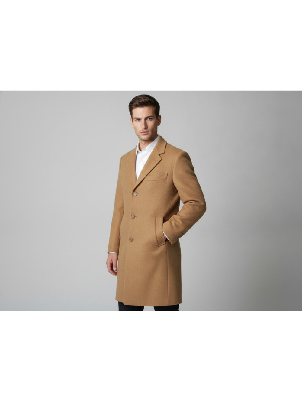 Vintage Ron Chereskin Men Camel Cashmere Blend Overcoat Made in Italy Size L 40